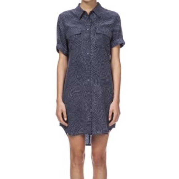 Dresses & Skirts - Equipment silk shirt dress, navy white, medium